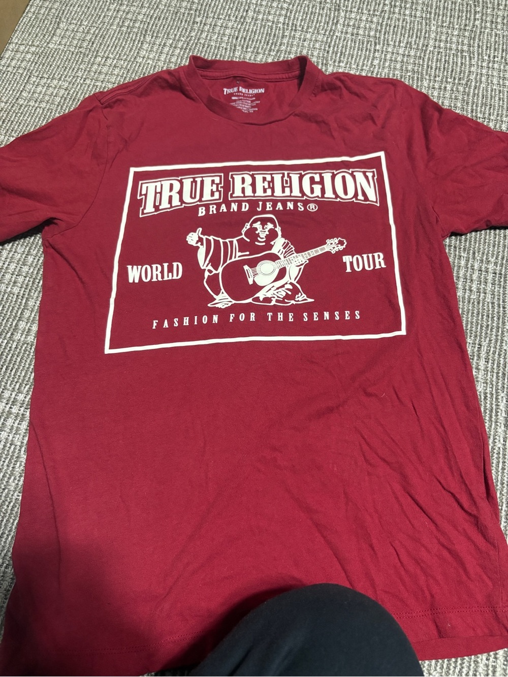 True Religion Men's Burgundy Graphic Logo Short Sleeve Tee
